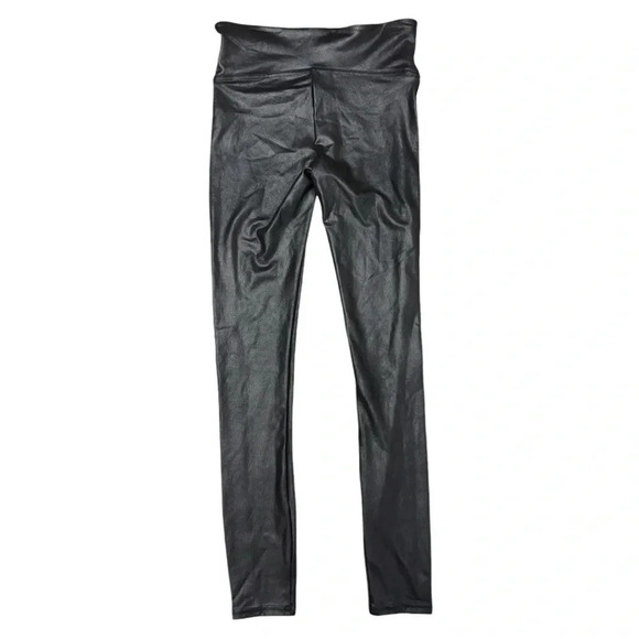 Spanx Women’s Faux Leather Very Black Side Stripe Leggings Tummy Control Size S - Picture 8 of 12